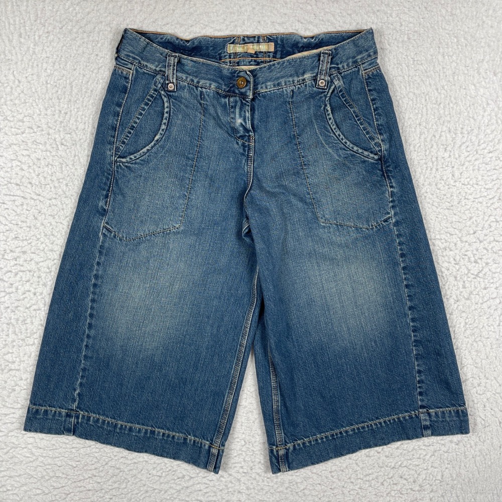 FCUK Jeans‎ Denim Culottes Womens 8 Blue Wide Leg Cropped Utility Y2K Streetwear